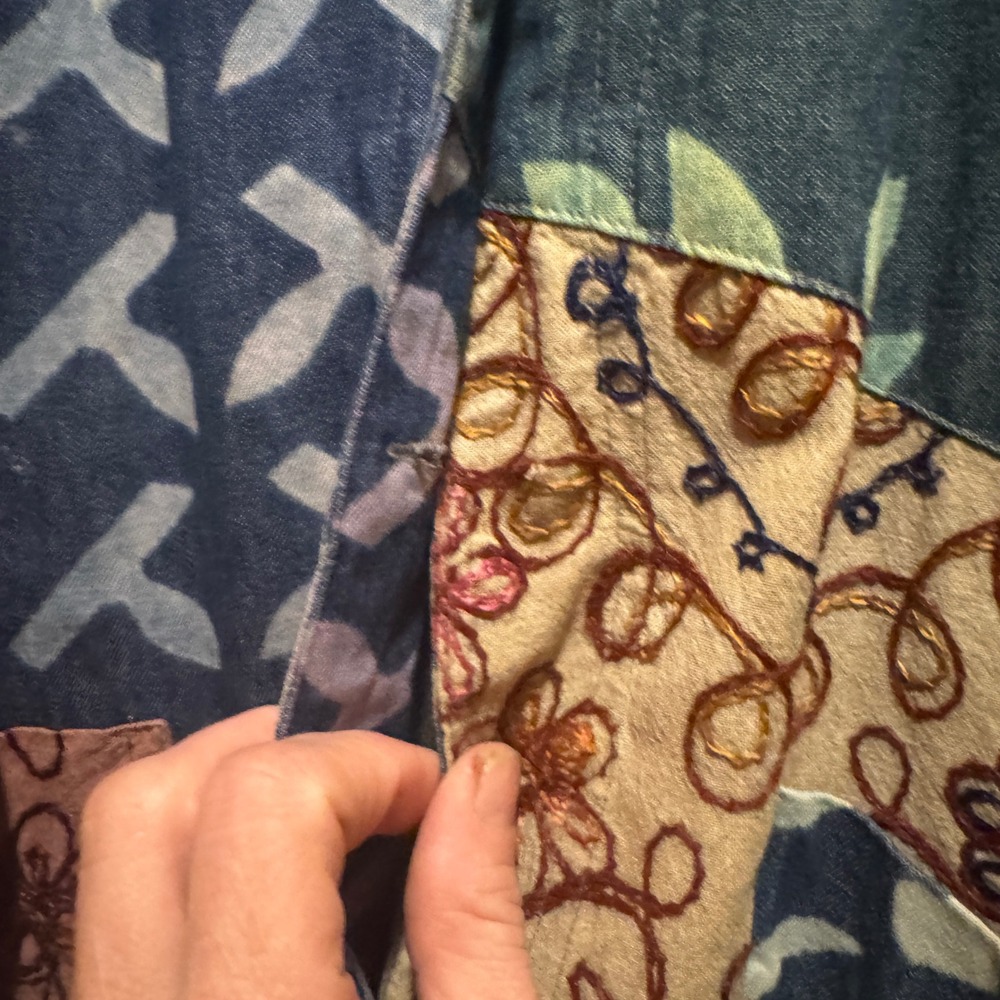 Sacred Threads Patchwork Indigo Blue Cotton Jacke… - image 6